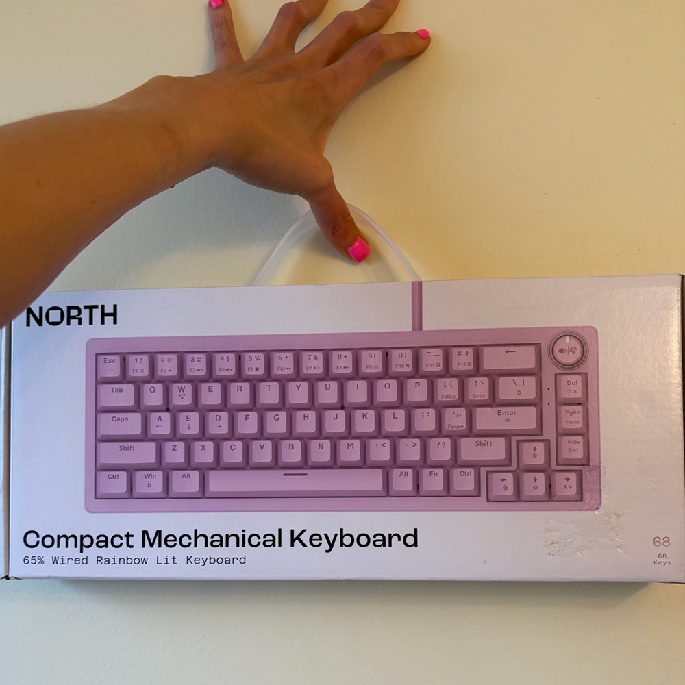 North pink Compact 65% Wired Rainbow Lit Keyboard